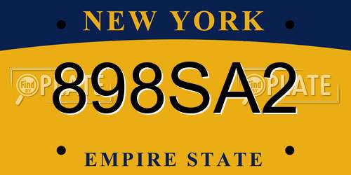 898SA2 New York License Plate