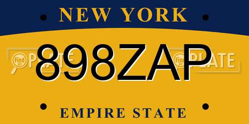 898ZAP New York License Plate
