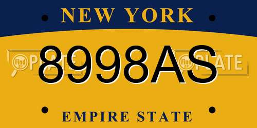 8998AS New York License Plate
