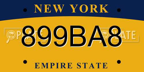 899BA8 New York License Plate