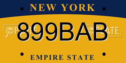 899BAB New York License Plate