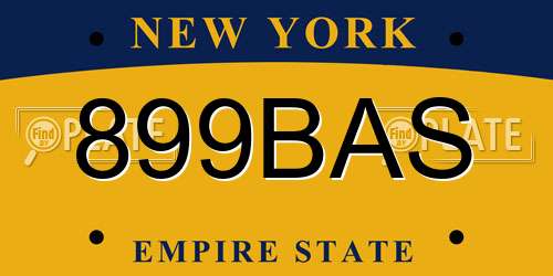 899BAS New York License Plate