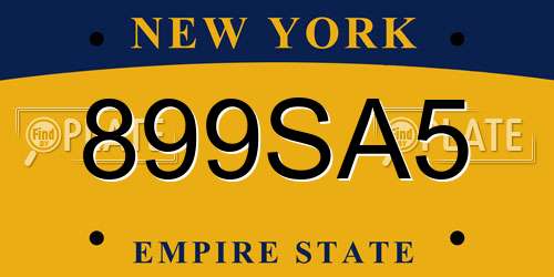 899SA5 New York License Plate