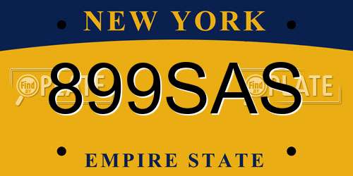 899SAS New York License Plate