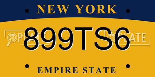 899TS6 New York License Plate