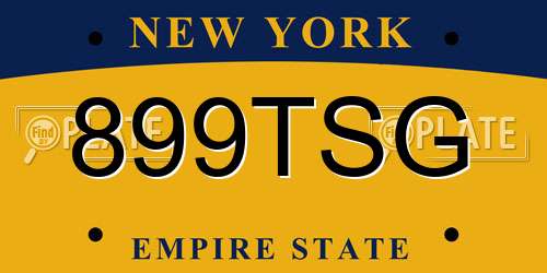 899TSG New York License Plate