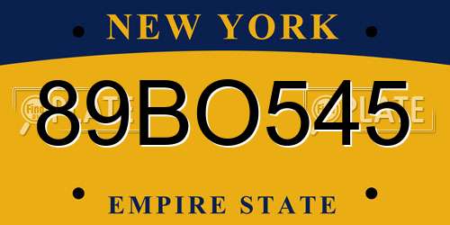 89BO545 New York License Plate