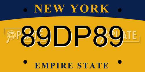 89DP89 New York License Plate