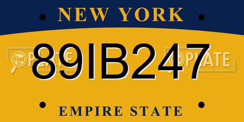 89IB247 New York License Plate