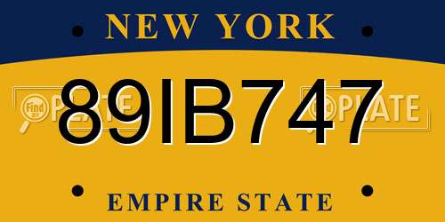 89IB747 New York License Plate