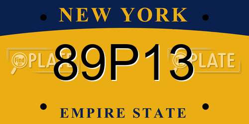 89P13 New York License Plate