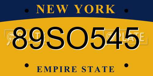 89SO545 New York License Plate