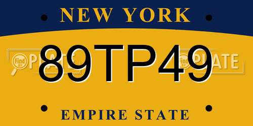 89TP49 New York License Plate