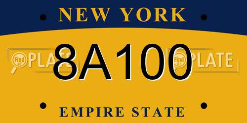 8A100 New York License Plate