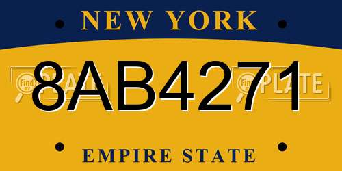 8AB4271 New York License Plate