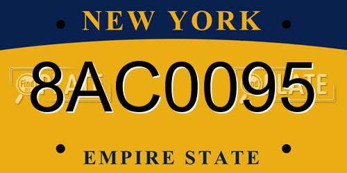 8AC0095 New York License Plate