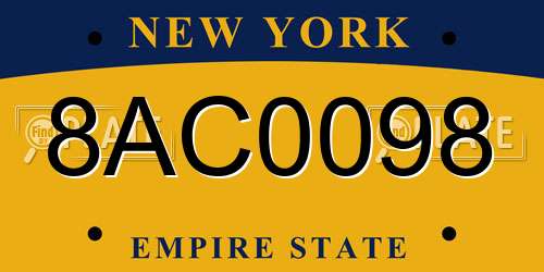 8AC0098 New York License Plate