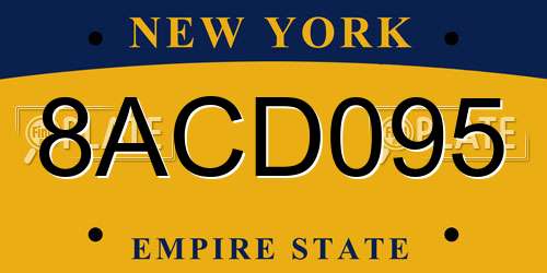 8ACD095 New York License Plate