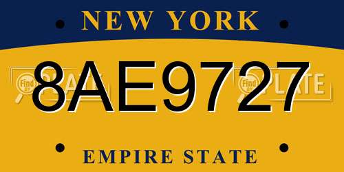 8AE9727 New York License Plate