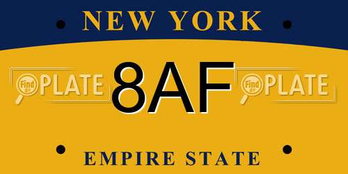 8AF New York License Plate