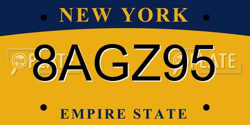8AGZ95 New York License Plate