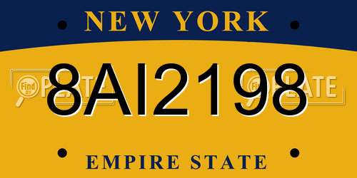 8AI2198 New York License Plate