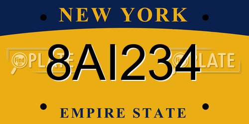 8AI234 New York License Plate