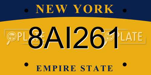 8AI261 New York License Plate