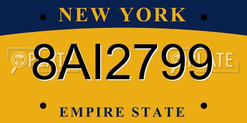 8AI2799 New York License Plate