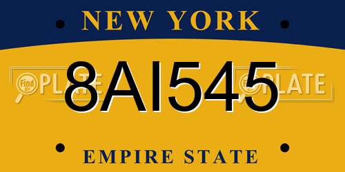 8AI545 New York License Plate