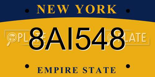 8AI548 New York License Plate