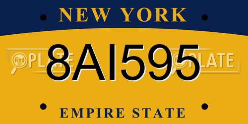 8AI595 New York License Plate