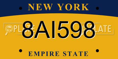 8AI598 New York License Plate