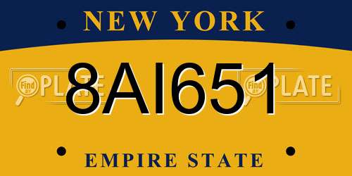 8AI651 New York License Plate