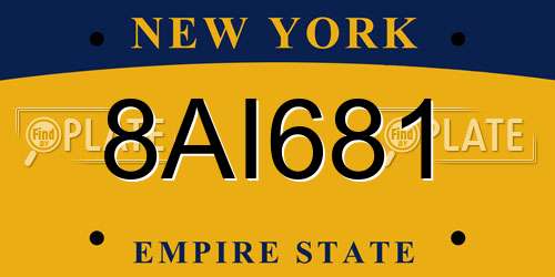 8AI681 New York License Plate