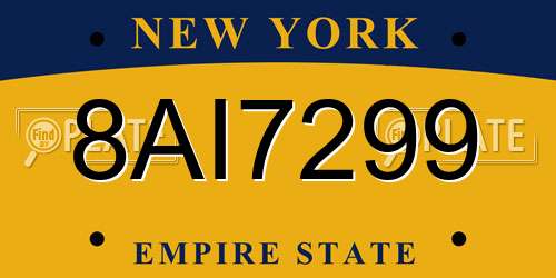 8AI7299 New York License Plate