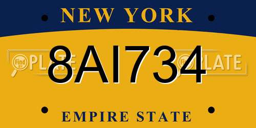 8AI734 New York License Plate