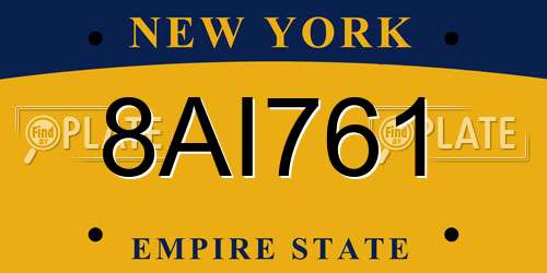 8AI761 New York License Plate