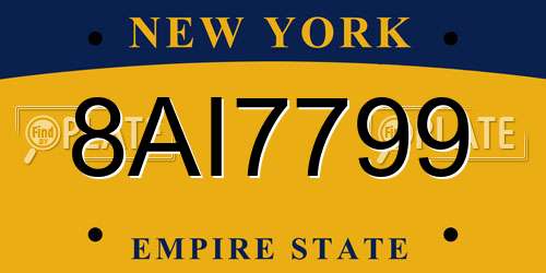 8AI7799 New York License Plate