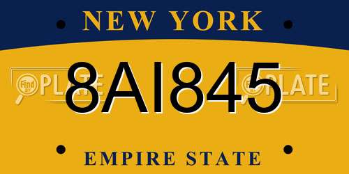 8AI845 New York License Plate