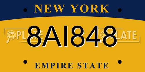 8AI848 New York License Plate