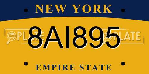 8AI895 New York License Plate