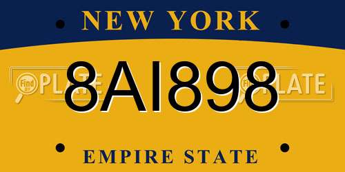 8AI898 New York License Plate