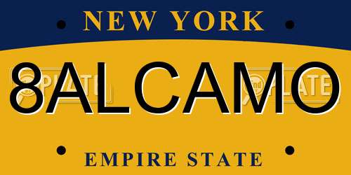 8ALCAMO New York License Plate