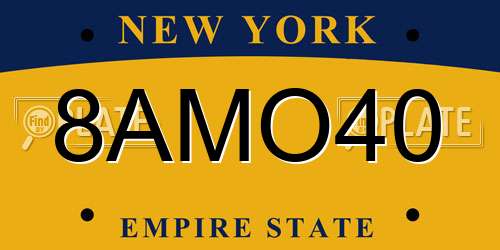 8AMO40 New York License Plate