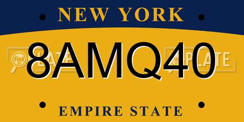 8AMQ40 New York License Plate