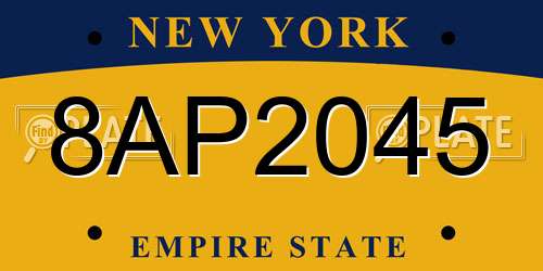 8AP2045 New York License Plate