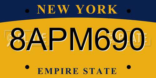 8APM690 New York License Plate