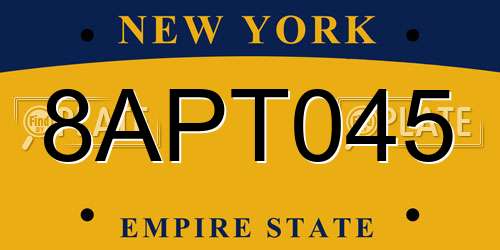 8APT045 New York License Plate