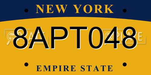 8APT048 New York License Plate